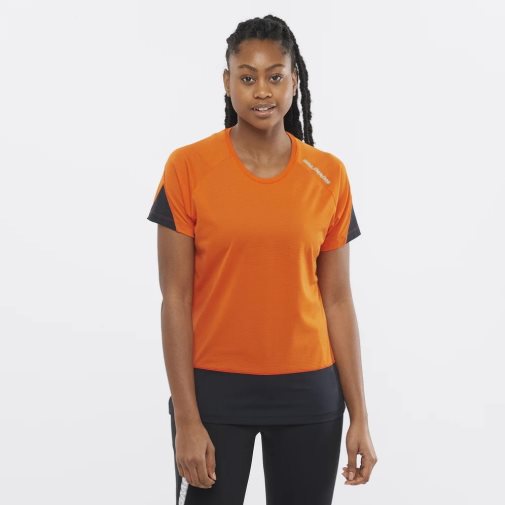 Orange Salomon Cross Run Short Sleeve Women's T-Shirts | IE UC9746